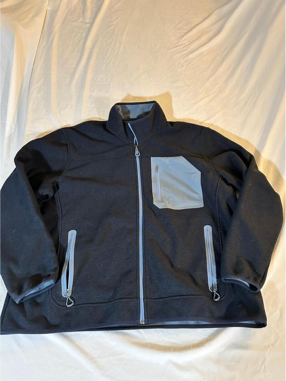 Orvis Mens Size XXL Full Zip Blue Mesh Light Weight Jacket Zipper Pockets